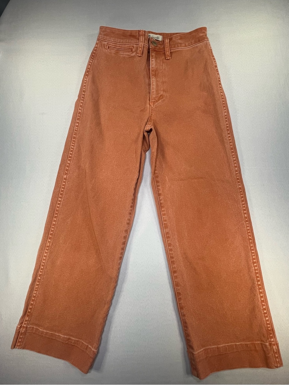 Madewell Emmett Wide Leg Crop Rust Orange Canvas High Rise Pants Size 25
